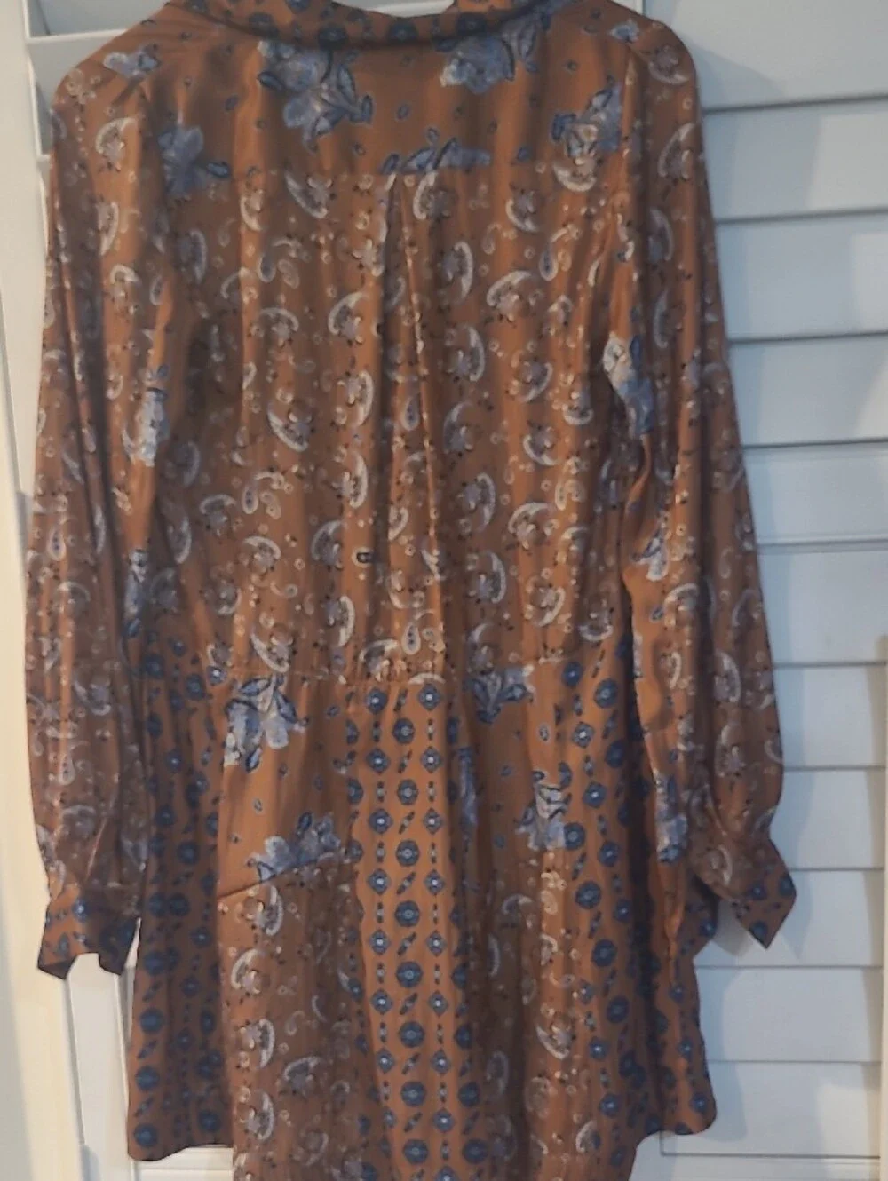 Free People Rust Tunic with Blue Paisley Motif